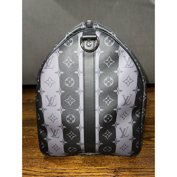 Louis Vuitton Keepall Bandouliere 55 Nigo Black Stripe Monogram Heart Travel Bag - Picture 9 of 12